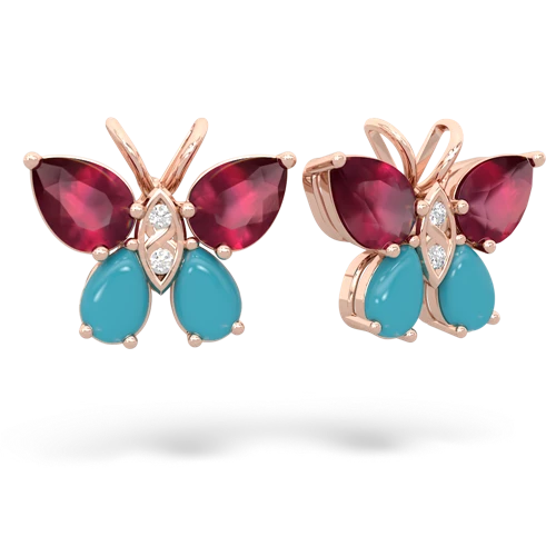 ruby-turquoise butterfly earrings