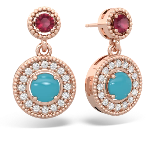 ruby-turquoise halo earrings