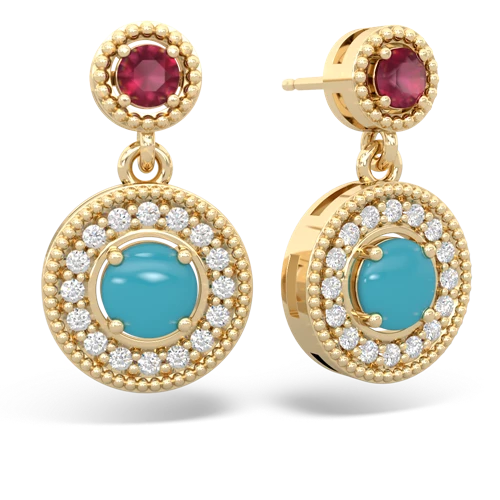 ruby-turquoise halo earrings