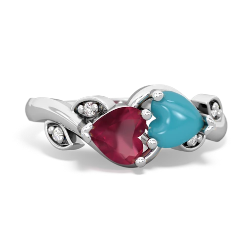 ruby-turquoise floral keepsake ring