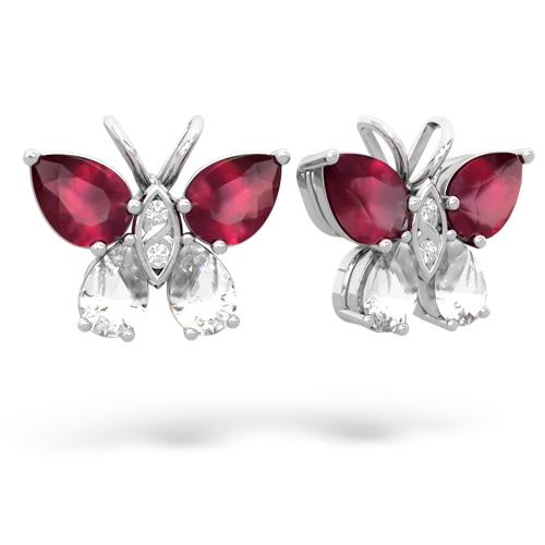 ruby-white topaz butterfly earrings