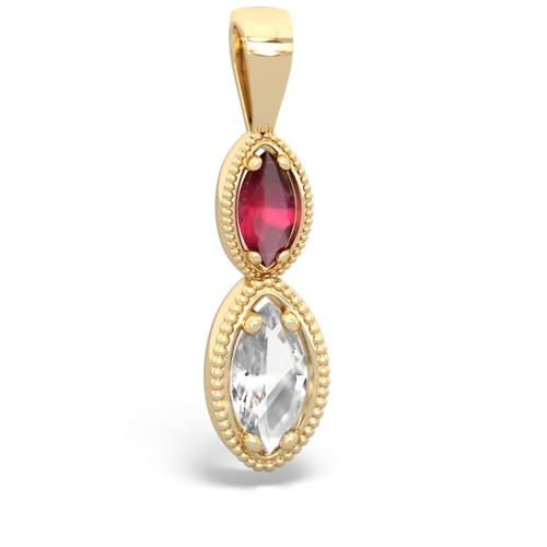 ruby-white topaz antique milgrain pendant