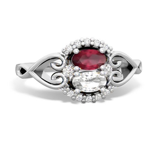 ruby-white topaz antique keepsake ring