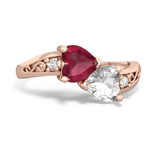 ruby-white topaz filligree ring