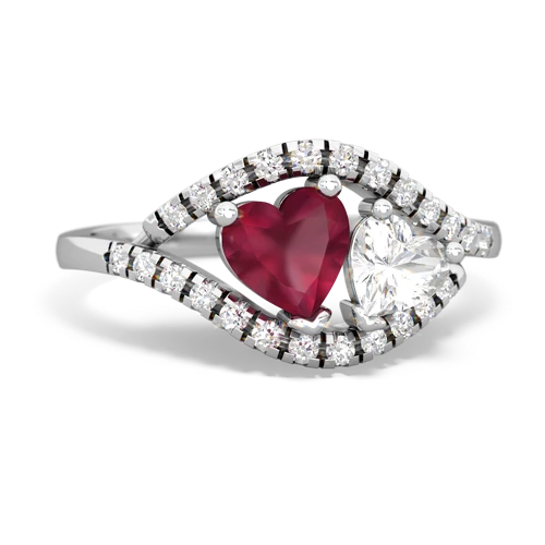 ruby-white topaz mother child ring