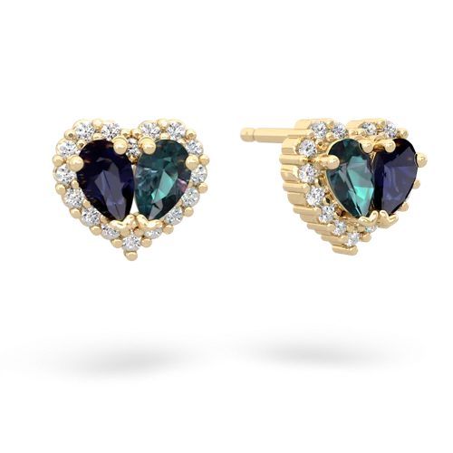 sapphire-alexandrite halo-heart earrings
