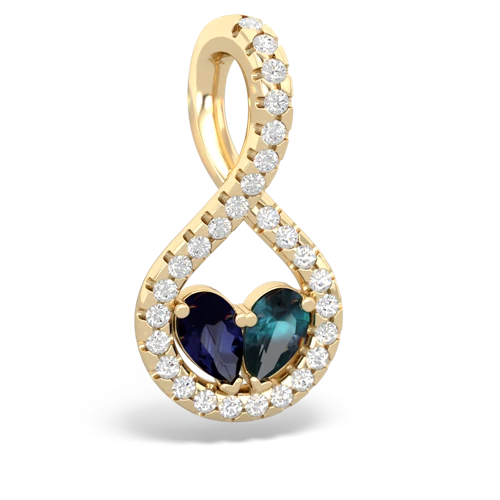 sapphire-alexandrite pave twist pendant