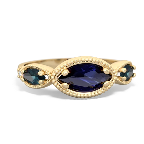 sapphire-alexandrite milgrain marquise ring