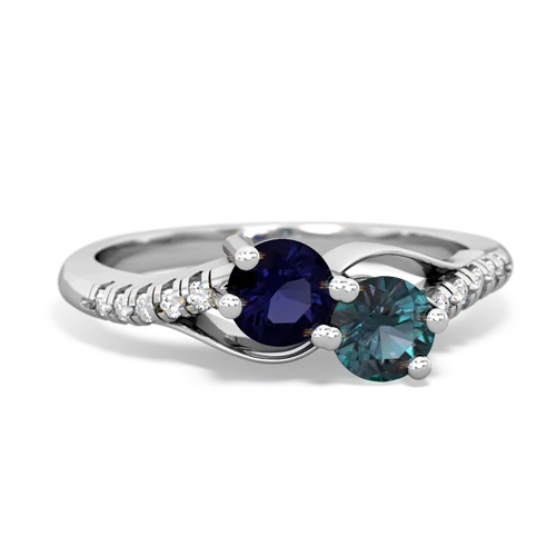 sapphire-alexandrite two stone infinity ring