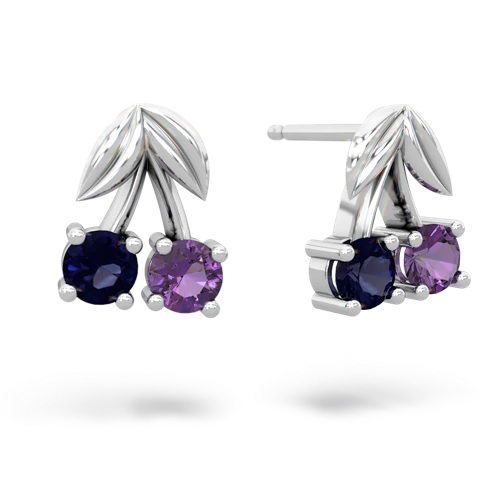 sapphire-amethyst cherries earrings