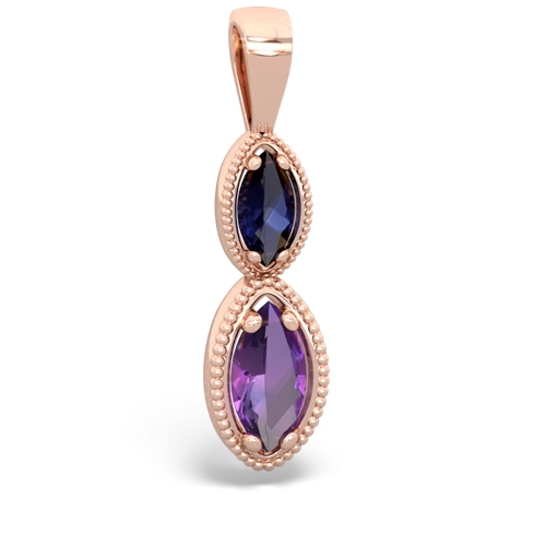 sapphire-amethyst antique milgrain pendant