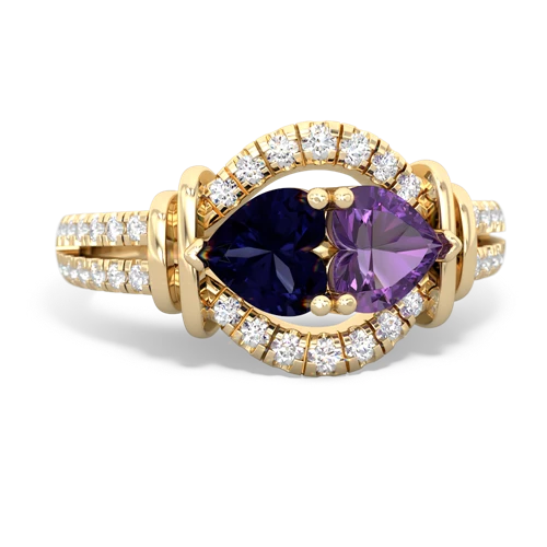 sapphire-amethyst pave keepsake ring