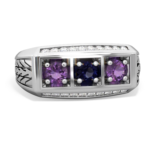 sapphire-amethyst three stone ring