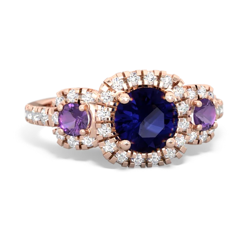 sapphire-amethyst three stone regal ring