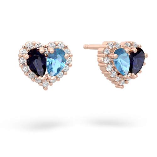 sapphire-blue topaz halo-heart earrings