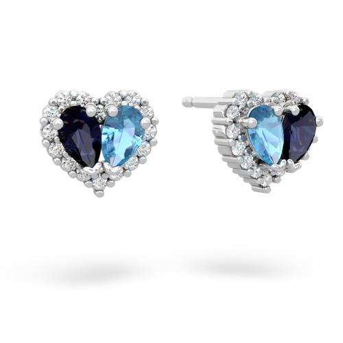 sapphire-blue topaz halo-heart earrings