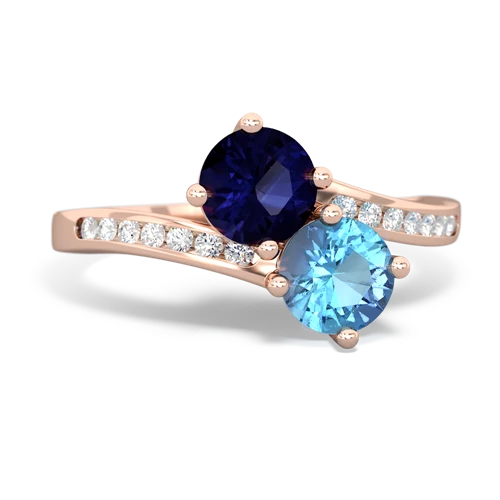 sapphire-blue topaz two stone channel ring