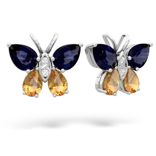 sapphire-citrine butterfly earrings