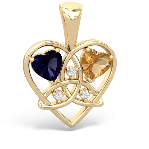 sapphire-citrine celtic heart pendant