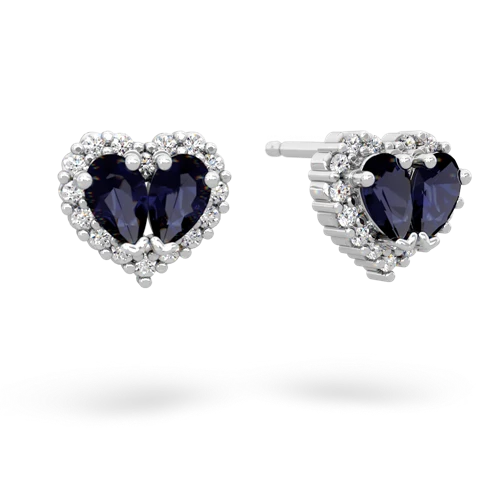 sapphire halo-heart earrings