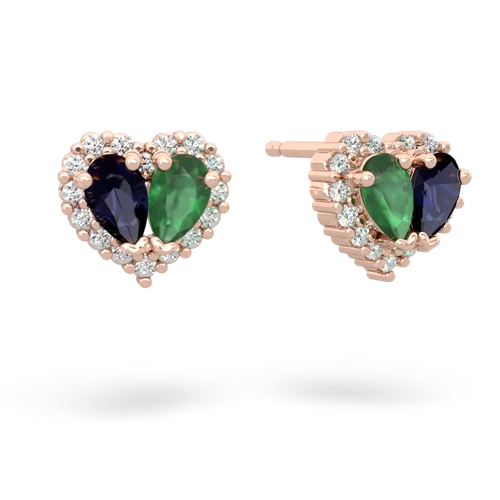 sapphire-emerald halo-heart earrings