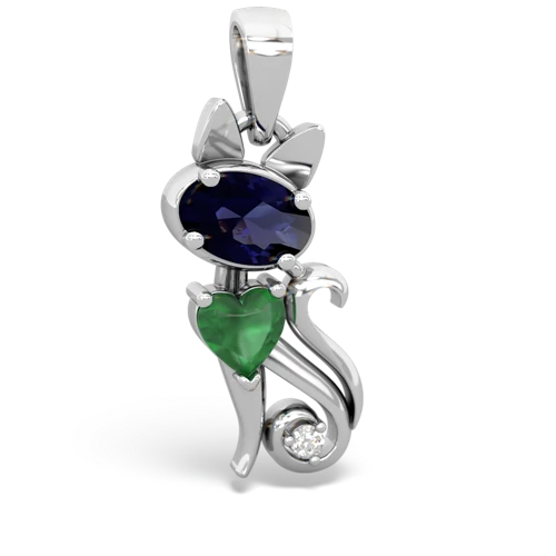 sapphire-emerald kitten pendant