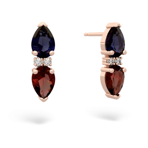 sapphire-garnet bowtie earrings