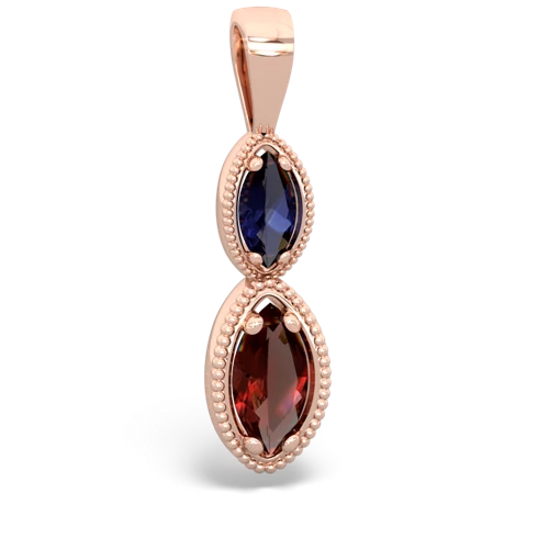 sapphire-garnet antique milgrain pendant