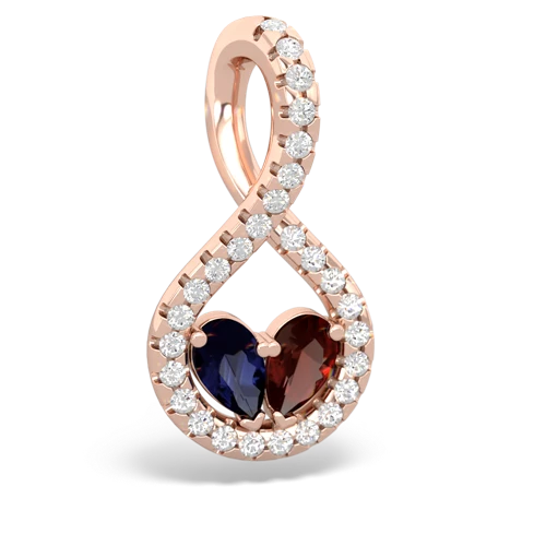 sapphire-garnet pave twist pendant