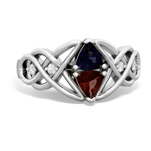 sapphire-garnet celtic knot ring