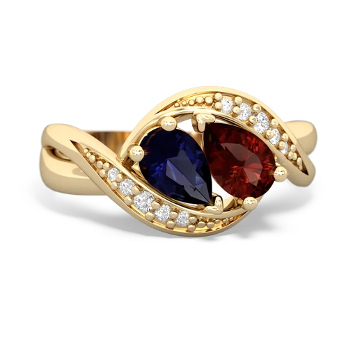 sapphire-garnet keepsake curls ring