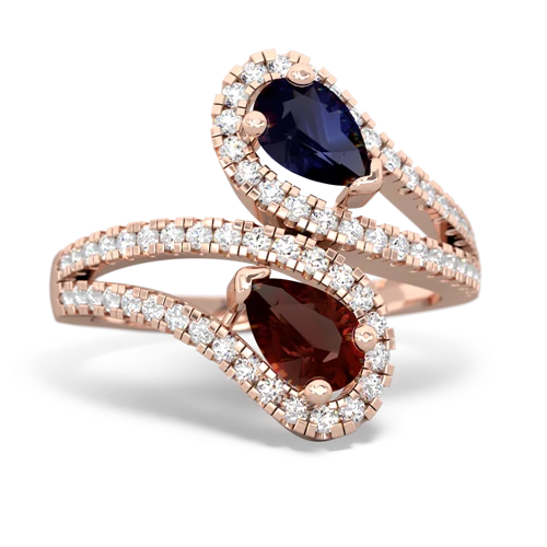 sapphire-garnet pave swirls ring