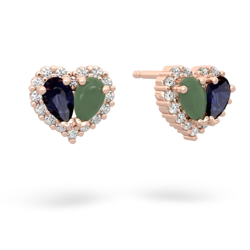 sapphire-jade halo-heart earrings
