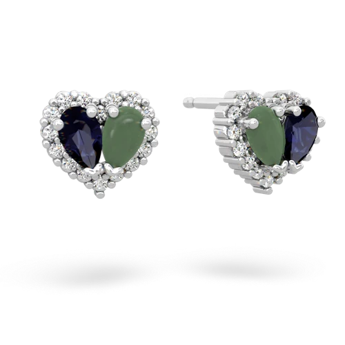 sapphire-jade halo-heart earrings