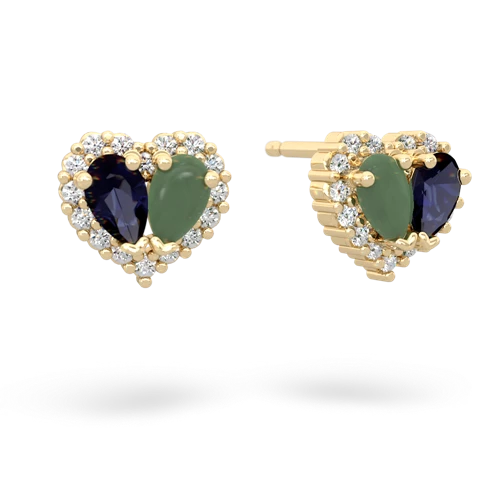 sapphire-jade halo-heart earrings