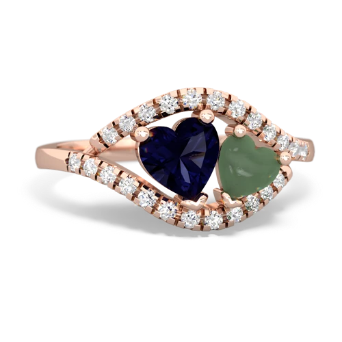 sapphire-jade mother child ring