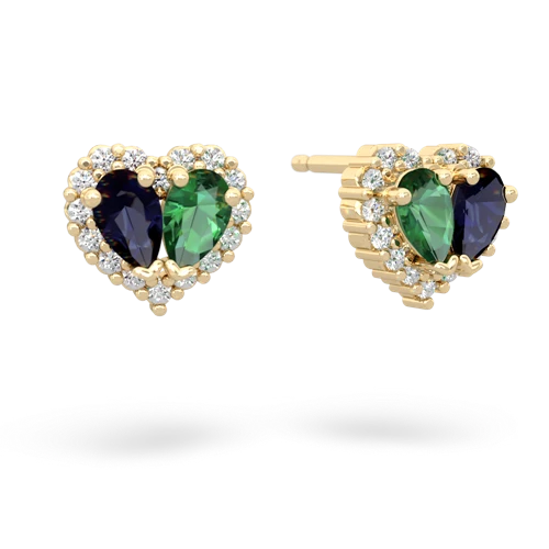 sapphire-lab emerald halo-heart earrings