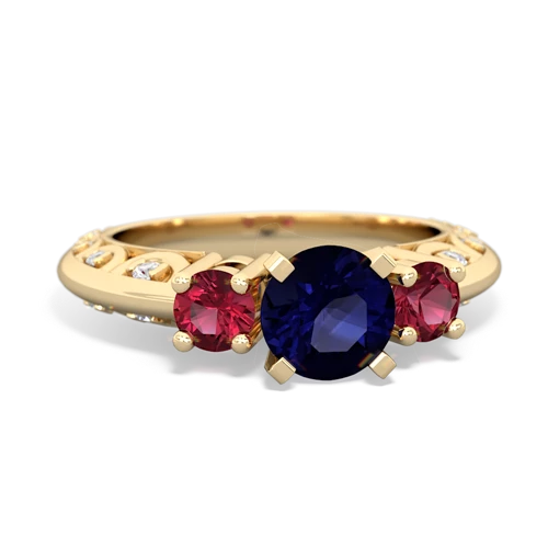 sapphire-lab ruby engagement ring