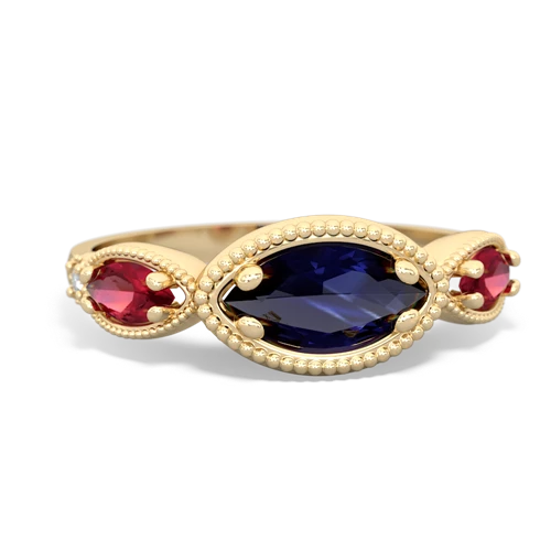 sapphire-lab ruby milgrain marquise ring