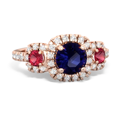 sapphire-lab ruby three stone regal ring