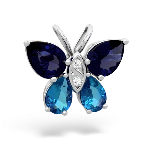 sapphire-london topaz butterfly pendant