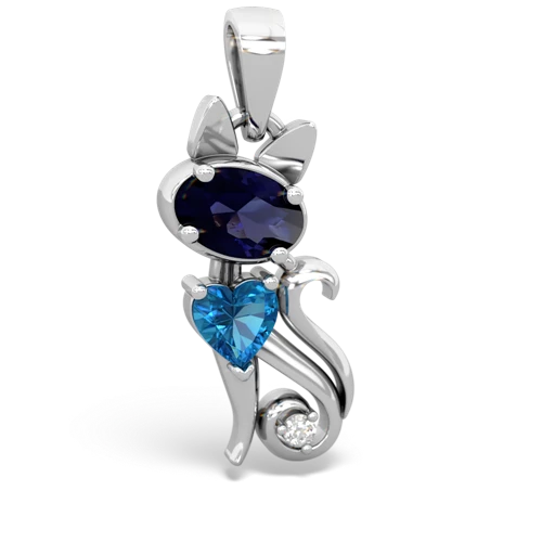 sapphire-london topaz kitten pendant