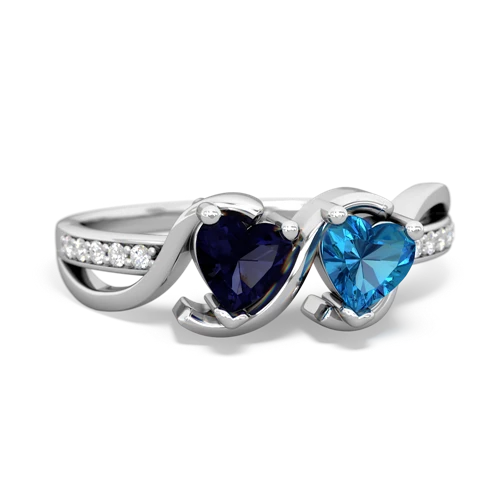 sapphire-london topaz double heart ring