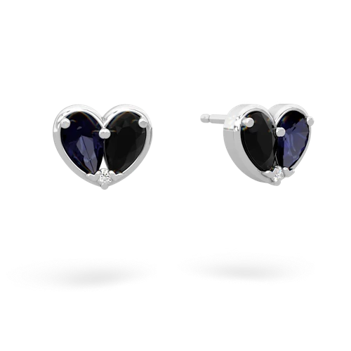 sapphire-onyx one heart earrings