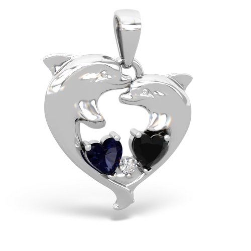 sapphire-onyx dolphins pendant