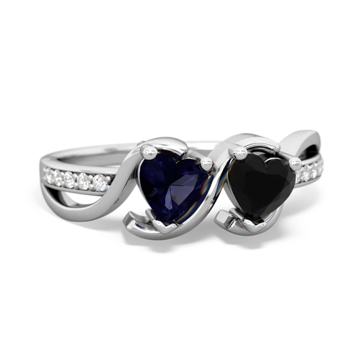 sapphire-onyx double heart ring