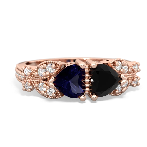 sapphire-onyx keepsake butterfly ring