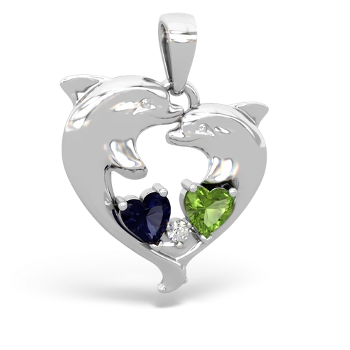 sapphire-peridot dolphins pendant