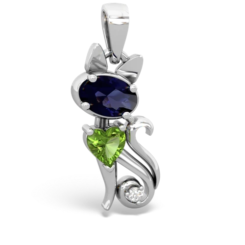 sapphire-peridot kitten pendant