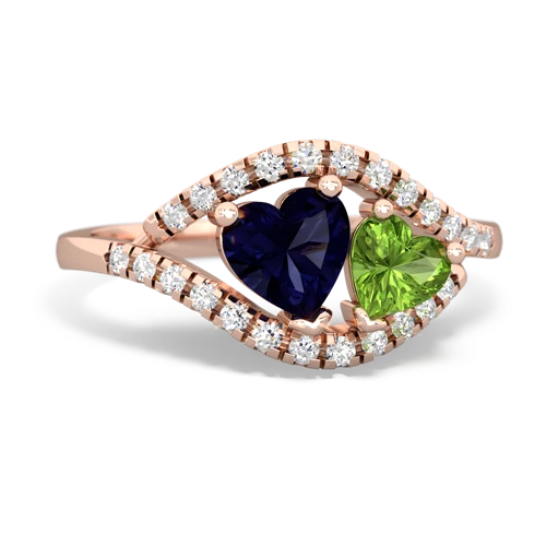 sapphire-peridot mother child ring